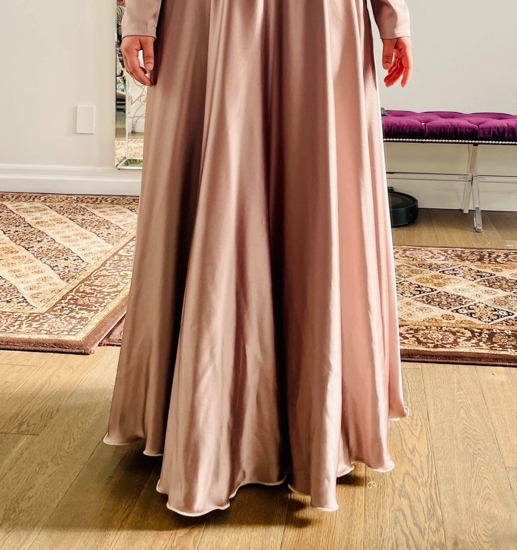 Blush satin gown finished view