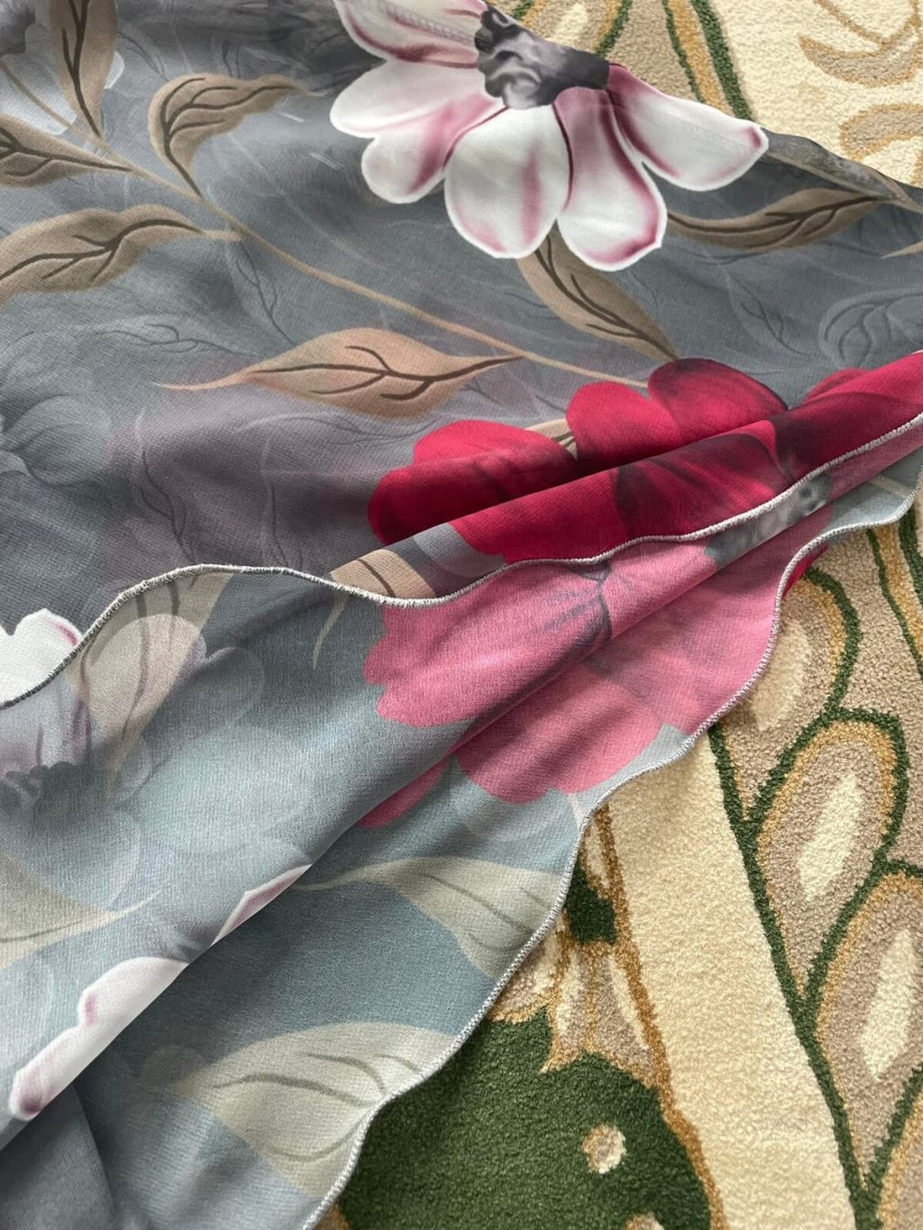 Floral formal dress rolled hem