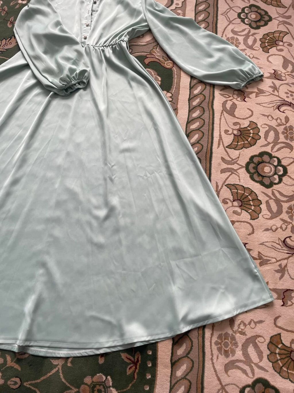 Light blue satin dress finished shape