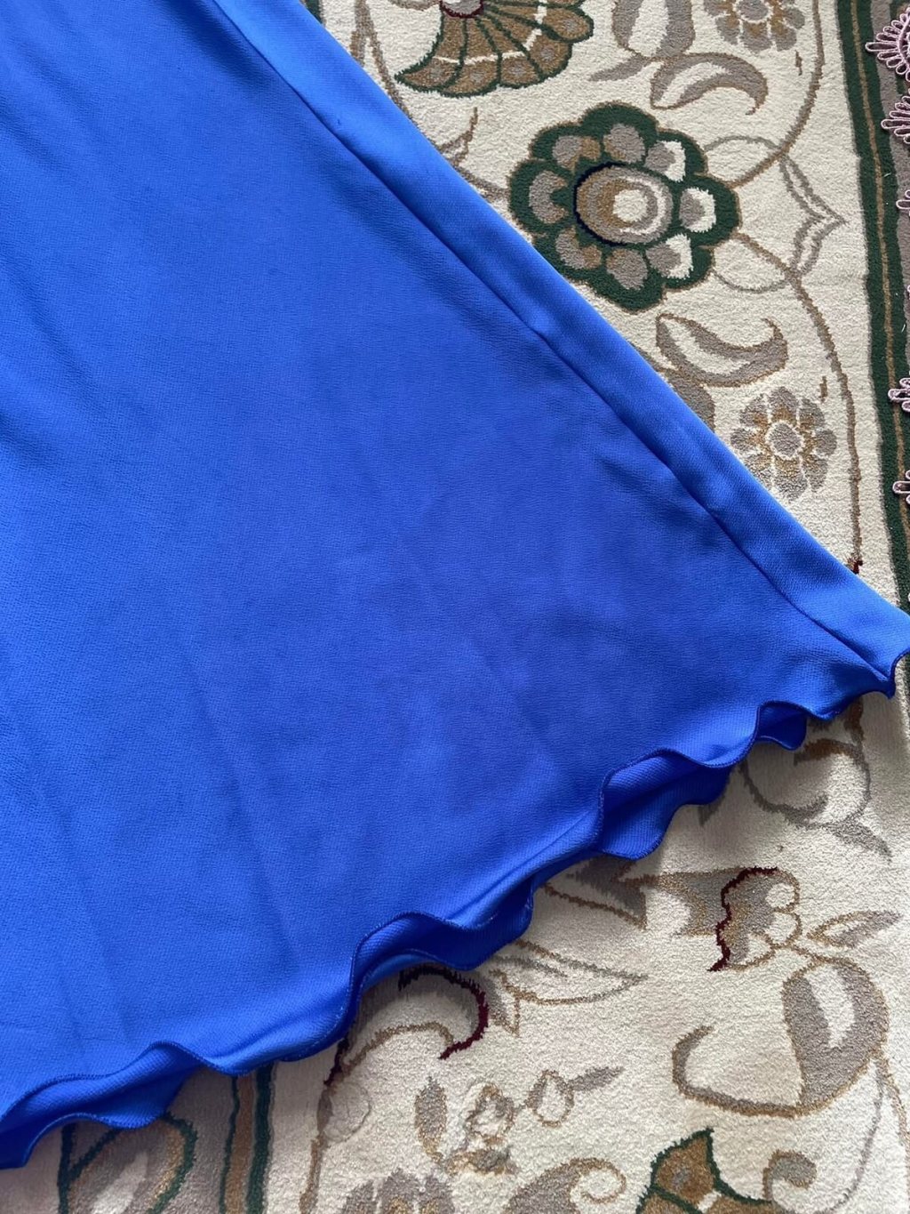 Royal blue formal dress rolled hem