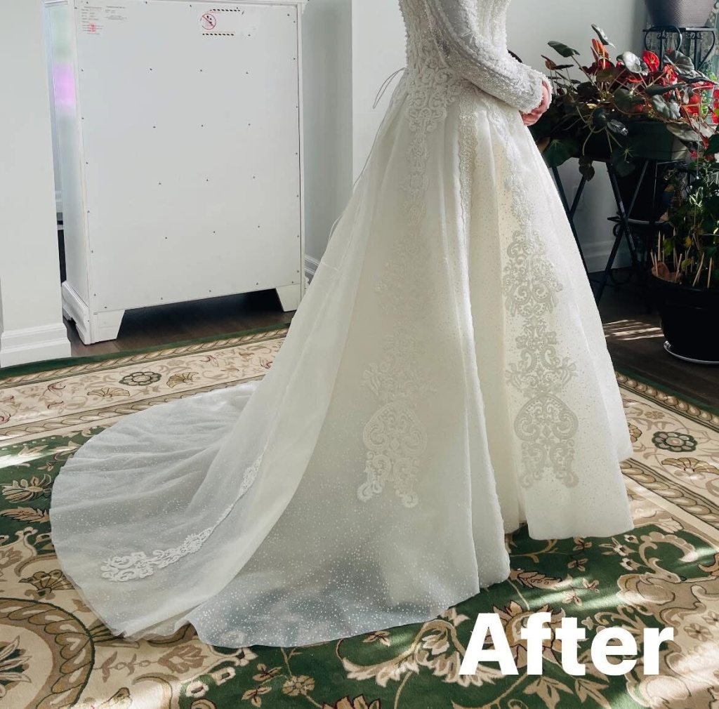 Wedding dress finished side view