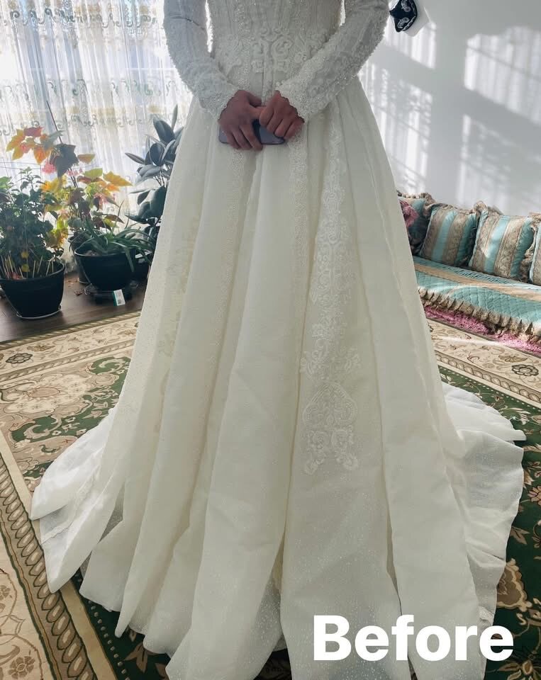 Wedding dress before, front view